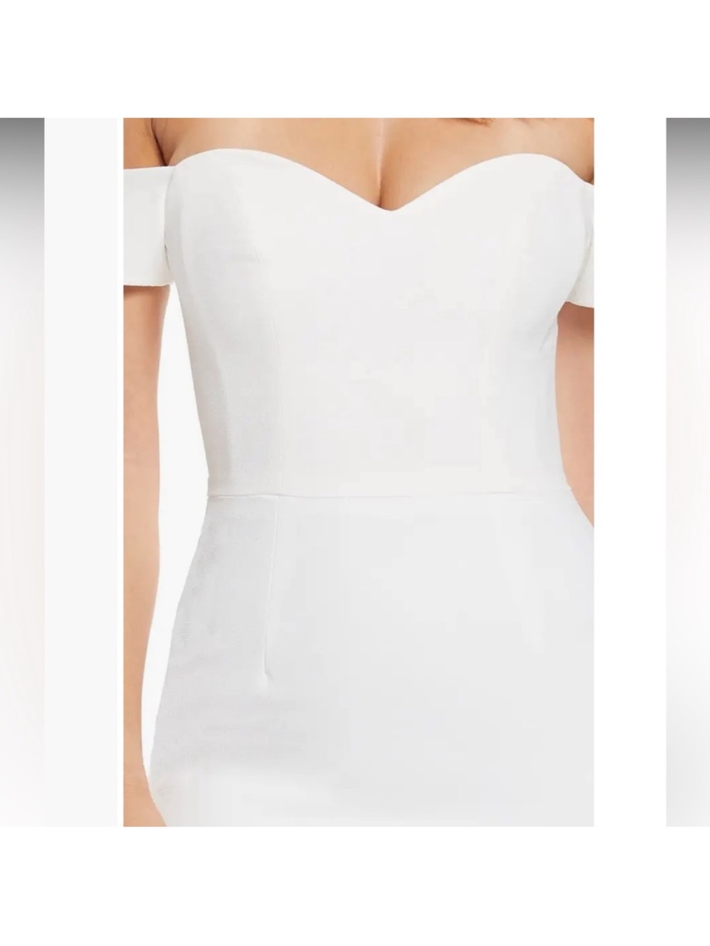 Off-Shoulder White Sheath Dress - Picture 3 of 8